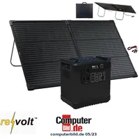 revolt Powerstation & Solar-Generator mit 100-W-Solarmodul, 1.456 Wh, 2.000 W