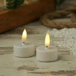 LED Teelichter mit Batterien Timer flackernd D: 3,8cm weiß 2er Set
