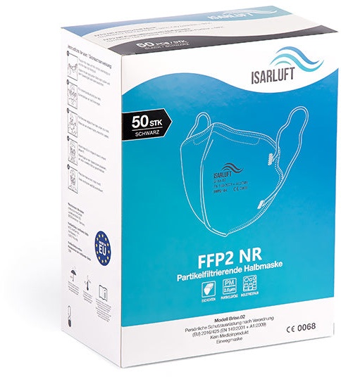 10x ISARLUFT FFP2-Maske schwarz (einzeln verpackt)