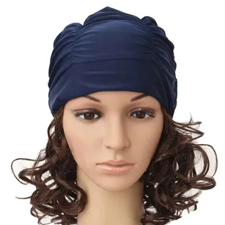 HugeStore Frauen Schwimmkappe Badekappe Badehaube Stoffbade Schwimmhaube Bademütze Swimming Cap Hut Tiefes Blau
