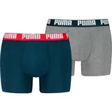 PUMA Herren Unterhose MEN EVERYDAY BASIC BOXER 2P, Größe XL in Blau NAVY / GREY MELANGE