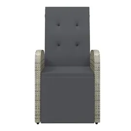 vidaXL Polyrattan Garten-Liegestuhl 57 x 69 x 106 cm grau inkl. Kissen 2 St.