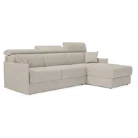 Miryam Ecksofa Mit Matratze Mit Verstellbaren Kopfstützen Aus Weichem, Fleckenabweisendem Stoff T31 232 Cm Rechts Creme