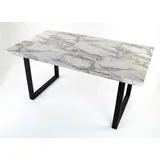 Esstisch >9220-19< in Marmor weiß, MDF - 160x75x75cm (BxHxT) - Schwarz