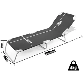 BigDean Sonnenliege 150 x 55 x 0 cm Schwarz