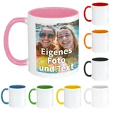 druck.de Fototasse personalisiert 340ml - Weiß/Pink - Wunschfoto und Text