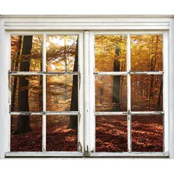 Wandsticker QUEENCE "Wald", braun, T:0,1cm, Wandtattoos, Wandsticker, Wandbild, selbstklebend, 3D, Fenster
