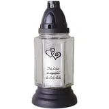 HS Candle Grabkerze 6eck mit dem Motiv - Herz mit Spruch