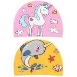 GNHG 2 Badekappe Kinder,Schwimmhaube,Badekappe Mädchen Lange Haare,Badekappen Für Schwimmer,Badekappe Kinder Jungen,Schwimmhaube Kinder