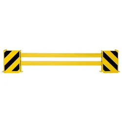 PROREGAL Längenverstellbare Regalschutz-Planke mit Anfahrschutzwinkel aus Stahl & Kunststoff-Planken | HxBxT 40x230-270x19cm | Schwarz-Gelb