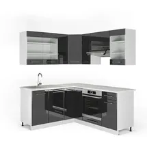 Vicco Winkelküche Fame-Line L-Form 160 x 190 cm Anthrazit Hochglanz