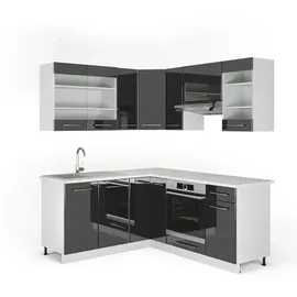 Vicco Winkelküche Fame-Line L-Form 160 x 190 cm Anthrazit Hochglanz