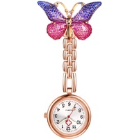 Silverora Krankenschwesteruhr Einziehbar mit Clip auf Stethoskop Revers Taschenuhren Schmetterling Uhr für Arzt Krankenschwester