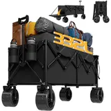 HOMALL Bollerwagen Faltbar Bollerwagen, Handwagen Transportwagen 120L/260L 150KG schwarz