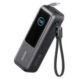 Anker Powerbank (25K, 165W, Integriertes + einziehbares Kabel) Schwarz - Schwarz