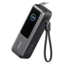 Anker Powerbank (25K, 165W, Integriertes + einziehbares Kabel) Schwarz - Schwarz