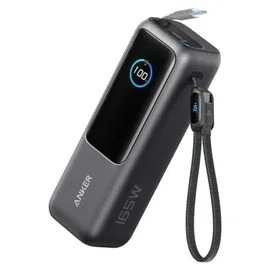 Anker Powerbank (25K, 165W, Integriertes + einziehbares Kabel) Schwarz - Schwarz