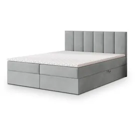masseno Boxbett, Hellgrau, Holz, 160x200 cm Schlafzimmer, Betten, Boxspringbetten