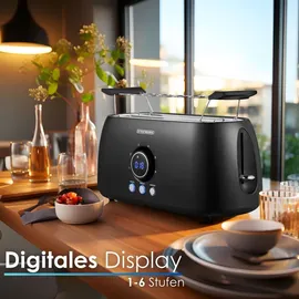 Steinborg 4 Scheiben Toaster Digitales Display m. Brötchenaufsatz