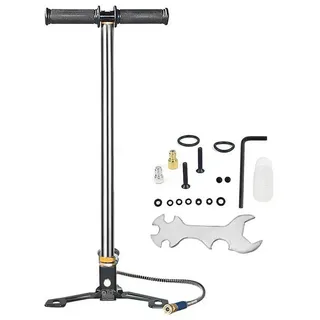 Daskoo Tierbett 4500psi Edelstahl Diese HOCHDRUCK Luftpumpe Air Gun Pump, PCP Handpumpe Faltbar schwarz|silberfarben