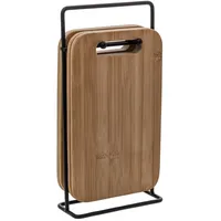 5five simply smart | Bambus-schneidebretter Mit Metall-ständer, 4 Stück