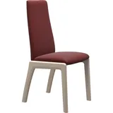Polsterstuhl STRESSLESS "Laurel", rot (cherry paloma, eiche gekalkt), B:57cm H:105cm T:60cm, Leder PALOMA: PALOMA ist ein durchgefärbtes Semianilin-Möbelleder mit natürlicher Narbung., Stühle, Polsterstuhl, High Back, Größe M, mit abgerundeten Beinen in Eiche gekalkt