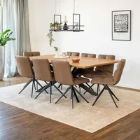Home Deluxe – Esstisch-Set AVENCIA mit 8 Stühlen NODA Grau / Braun - Farbe: Light Oak, Maße: 200 x 76 x 120 cm, Sternenfuß I Essgruppe Auszieh... - Braun
