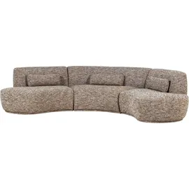 Woood Sofa Batavier 6-Sitzer robuster Melange-Stoff, modern halbrund, hellbraun, inkl. Kissen