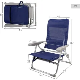 Aktive Slim Aluminium Mehrfach Verstellbarer Klappstuhl 61x60x89 Cm - Navy / Grey - 61 x 60 x 89 cm