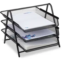 Relaxdays Dokumentenablage aus Metall, schwarz,