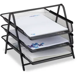 Relaxdays Dokumentenablage aus Metall, schwarz,