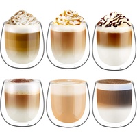 glastal 250ml Doppelwandige Latte Macchiato Gläser Set Borosilikatglas Kaffeetassen Glas 6er Set Kaffeeglas Teegläser für Espresso,Cappuccino,Latte,Iced Americano,Tee,EIS,Milch,Saft