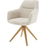 DeLife Esszimmerstuhl Pejo-Flex Cord Beige Holzgestell kantig Natur Taschenfederkern,