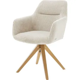 DeLife Esszimmerstuhl Pejo-Flex Cord Beige Holzgestell kantig Natur Taschenfederkern