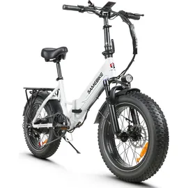 Touroll E-Bike Klapprad Elektrofahrrad mit 20 Zoll Fat Tire, 48V 15Ah Abnehmbarer für Lange Reichweite bis zu 120 km, 7 Gang Getriebe mit Mehrfache Dämpfung,Reichweite Max 90km 7-Gang-All-Terrain Ebike Herren für MTB, Strand & Schnee