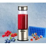 Tragbarer Smoothie-Mixer, ROSEVIEW Glasflasche, USB-wiederaufladbar, Mini-Handheld-Eis-Shakes, 2 Geschwindigkeiten, Entsafter, schnurlos, persönlicher Smoothies-Maker, Obstmixer (Edelstahl)