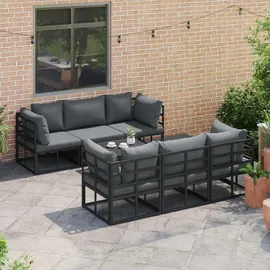 vidaXL Garten-Lounge-Set 7-tlg. schwarz