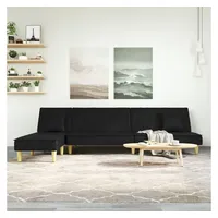 VidaXL Schlafsofa in L-Form Schwarz 255x140x70 cm Stoff