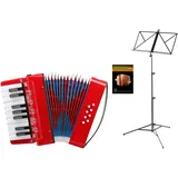 Classic Cantabile Bambino Kinder-Akkordeon Set, Rot, 8 Bässe