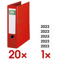 OTTO Office 20x Ordner »Exclusive II« breit inkl. Selbstklebende Inhaltsschilder »Jahreszahl rot, 28.5x31.7 cm