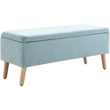 Homcom Sitzbank mit Stauraum Leinenoptik Gummiholz 110 x 39 x 45 cm