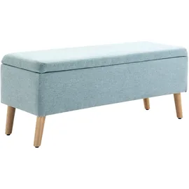 Homcom Sitzbank mit Stauraum Leinenoptik Gummiholz 110 x 39 x 45 cm