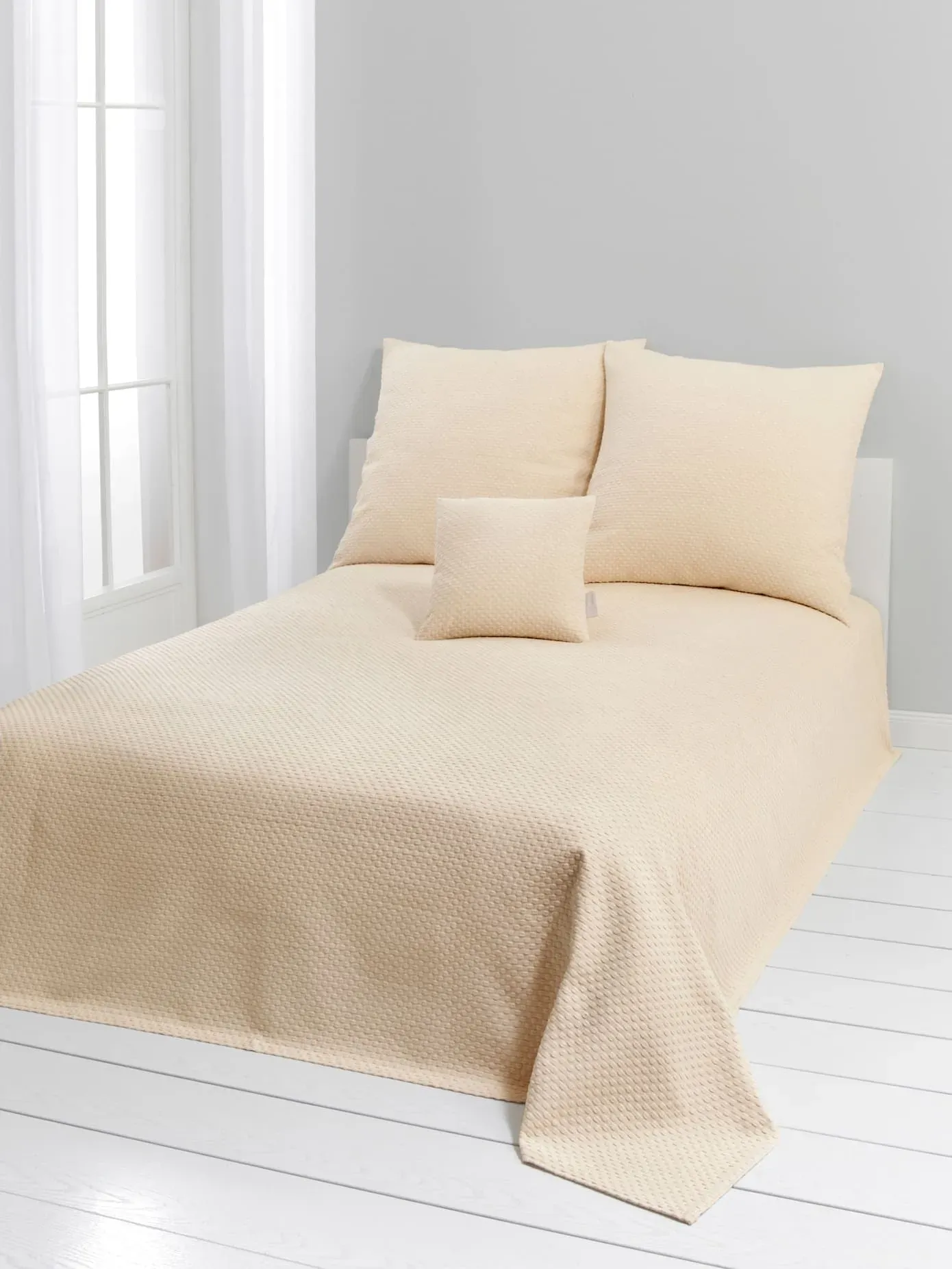Tagesdecke PEREIRA DA CHUNA Gr. 2, beige (ecru), B:180cm L:250cm, 100% Baumwolle, Tagesdecken