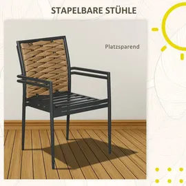 Outsunny Rattan Gartenstuhl Gartensessel 57 x 58 x 87 cm schwarz 2 St.