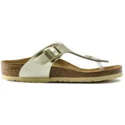 Birkenstock für Frauen/Mädchen. 1015593 Sandalen Gizeh Birko-Flor metallisch gold schmale Sandalen (39), Wohnung, Keine, Lässig, Kinderbekle