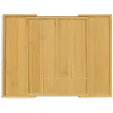 Relaxdays Besteckkasten, ausziehbar, 5 bis 7 Fächer, Schubladen Ordnungssystem, Bambus & MDF, Besteck Organizer, natur