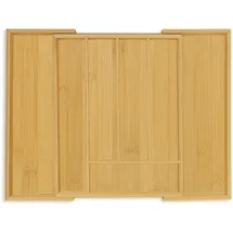 Relaxdays Besteckkasten, ausziehbar, 5 bis 7 Fächer, Schubladen Ordnungssystem, Bambus & MDF, Besteck Organizer, natur