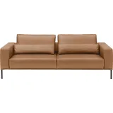 Musterring 3-Sitzer MUSTERRING "JustBPM100, 242 cm breit, aus hochwertigem Leder", cognac, B:242cm H:88cm T:107cm, 100% Leder, Sofas, XL-Sofa, wahlweise mit Nierenkissen und mot. Sitzauszug, Fuß schwarz
