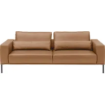 Musterring 3-Sitzer MUSTERRING "JustBPM100, 242 cm breit, aus hochwertigem Leder", cognac, B:242cm H:88cm T:107cm, 100% Leder, Sofas, XL-Sofa, wahlweise mit Nierenkissen und mot. Sitzauszug, Fuß schwarz