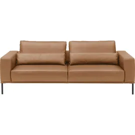 Musterring 3-Sitzer MUSTERRING "JustBPM100, 242 cm breit, aus hochwertigem Leder", cognac, B:242cm H:88cm T:107cm, 100% Leder, Sofas, XL-Sofa, wahlweise mit Nierenkissen und mot. Sitzauszug, Fuß schwarz